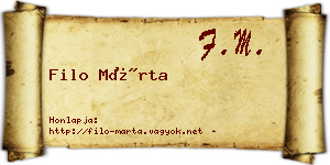 Filo Márta névjegykártya